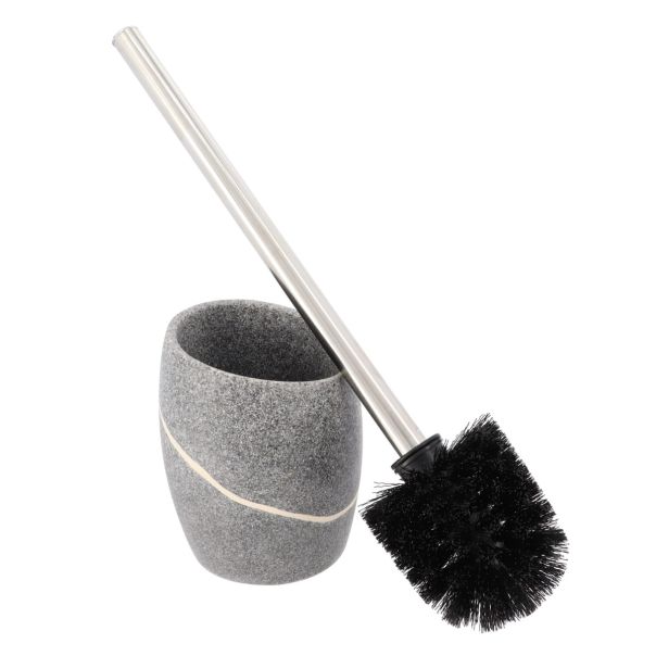 TENDANCE Četka za WC šolju sa držačem 36.6x10.2x9.7cm Stone effect, poliresin/siva - 66153180