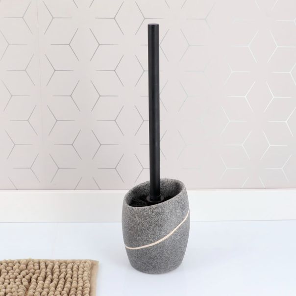 TENDANCE Četka za WC šolju sa držačem 36.6x10.2x9.7cm Stone effect, poliresin/siva - 66153180