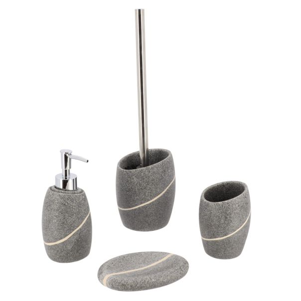 TENDANCE Četka za WC šolju sa držačem 36.6x10.2x9.7cm Stone effect, poliresin/siva - 66153180