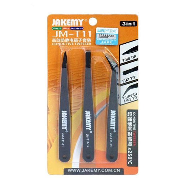 JAKEMY JM-T11 3in1 set plasticnih pinceta - 109344