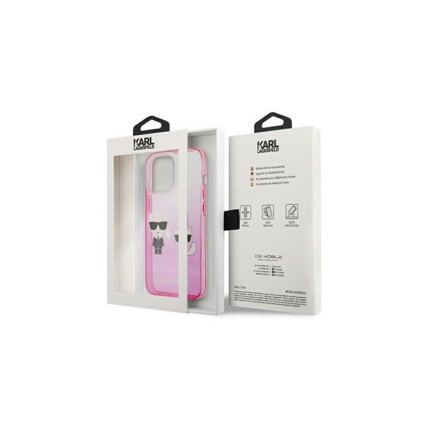 KARL LAGERFELD Futrola za iPhone 13 Pro pink Karl & Choupette Head Gradient - GSM114868