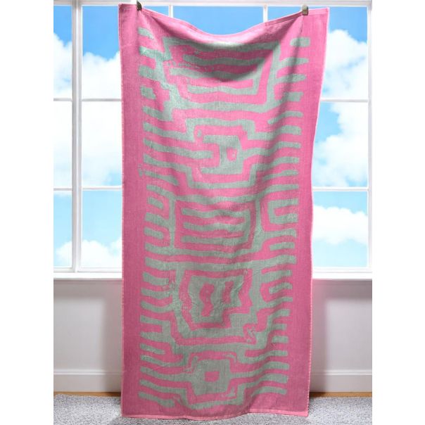 VIKTORIJA Plažni Peškir Pink Maze 83x163 cm - VLK000668-pinkmaze