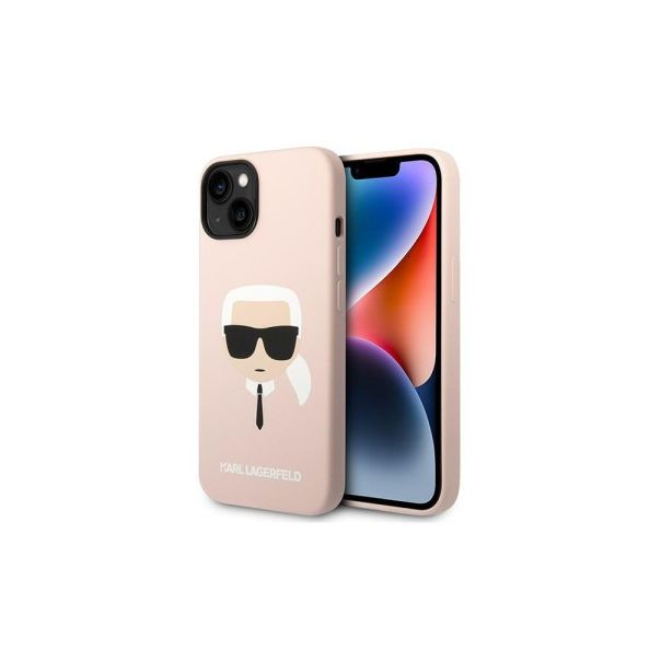 Maska za iPhone 14 Karl Lagerfeld Liquid Silicone Karl Head Pink - GSM167628