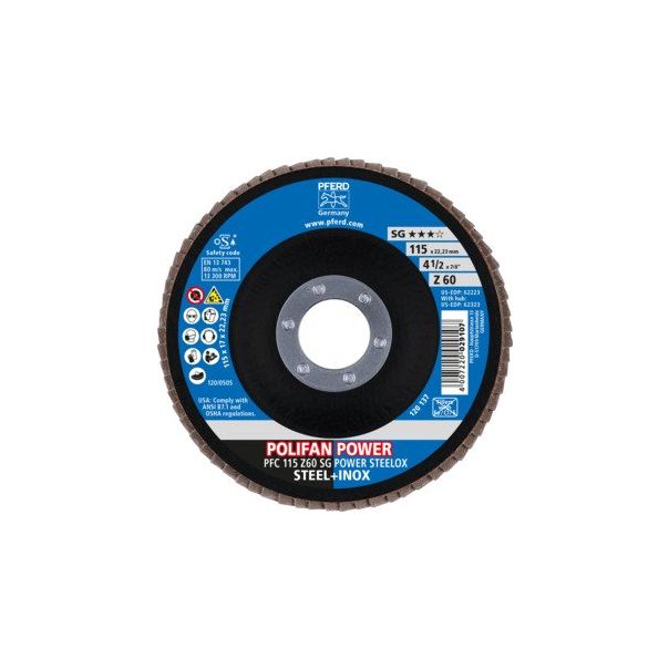 PFERD Polifan - lepezasti brsuni disk  SG perfomansi PFC 115 Z60 Power Steelox - 67786115