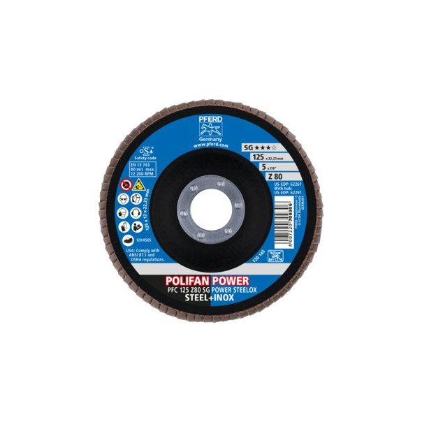PFERD Polifan - lepezasti brsuni disk  SG perfomansi PFC 125 Z80 Power Steelox - 67788126