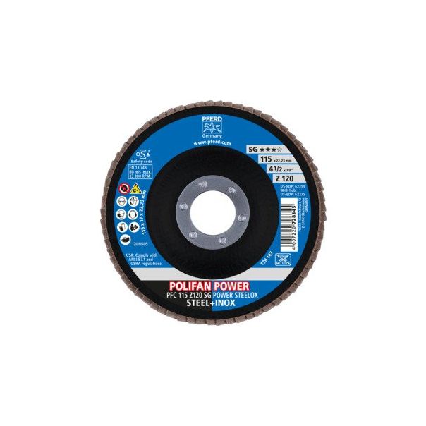 PFERD Polifan - lepezasti brsuni disk  SG perfomansi PFC 115 Z120 Power Steelox - 67789116