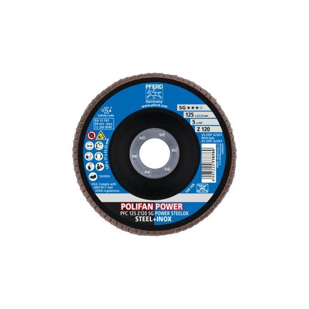 PFERD Polifan - lepezasti brsuni disk  SG perfomansi PFC 125 Z120 Power Steelox - 67789126