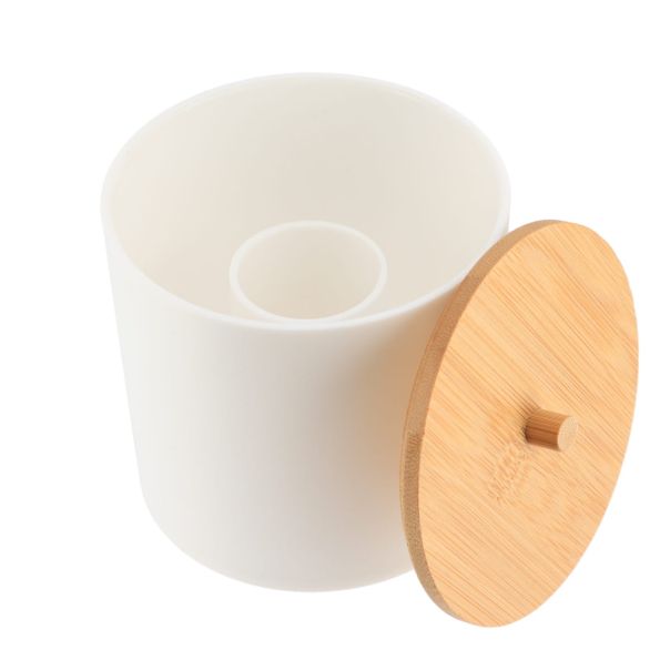 TENDANCE Kutija za vatu Fano 7.5x10 cm, bambus/bela - 6785210