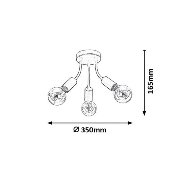 Rabalux Plafonjera Almus E27 3x MAX 60W crna (6808) - 6808