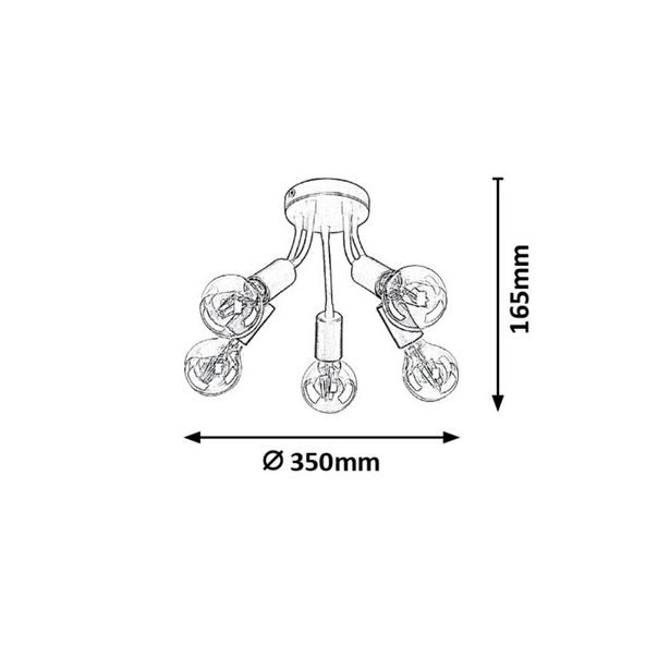Rabalux Plafonjera Almus E27 5x MAX 60W crna (6809) - 6809