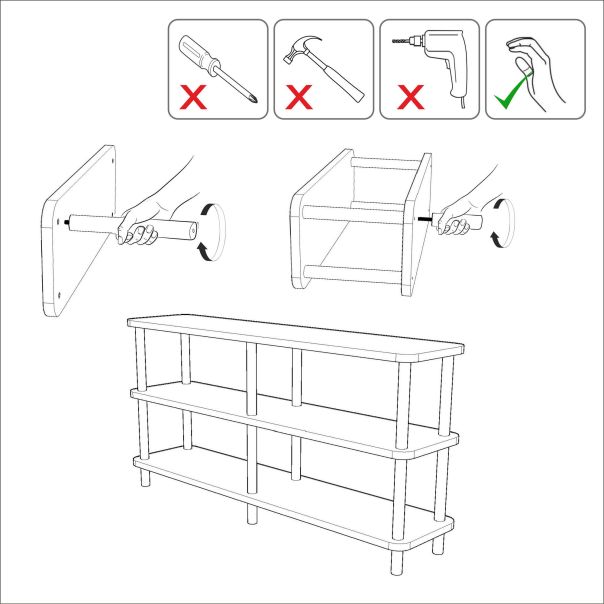 HANAH HOME Polica za knjige Raca, svetlobraon/crna - 688DRA1209