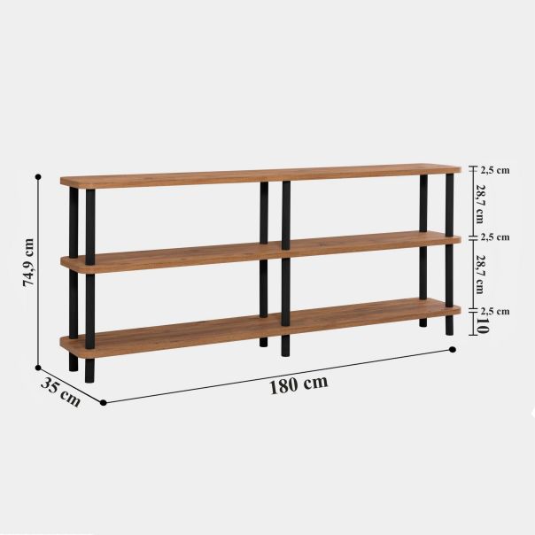 HANAH HOME Polica za knjige Zen, braon/crna - 688DRA1212