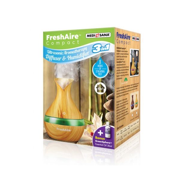 MEDISANA Ultrazvučni ovlaživač i difuzer eteričnih ulja FreshAire™ Compact svetli mahagoni - MedSan571