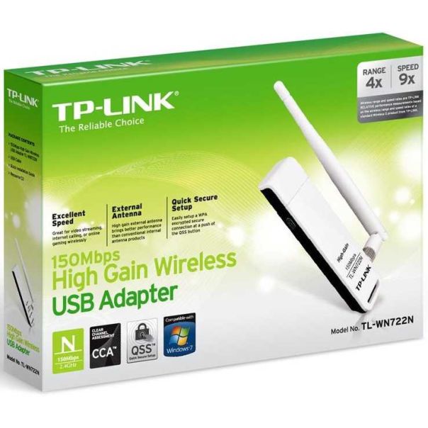 TP-LINK 150Mbps High Gain Wireless USB Adapter TL-WN722N - 6935364050467