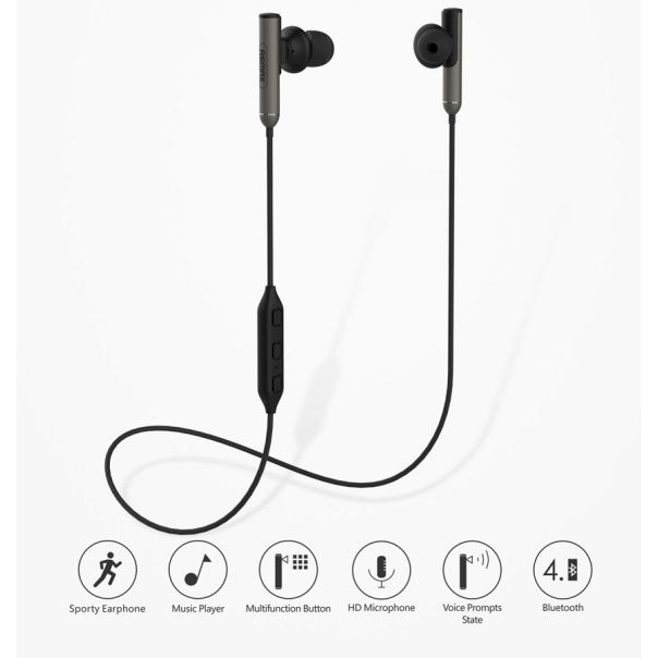 REMAX Bluetooth slušalice RB-S9, crna/siva - 6954851201366