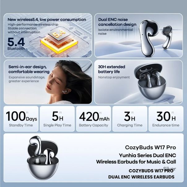 REMAX Bluetooth slušalice Yunhia Series W17 Pro, siva - 6954851215608