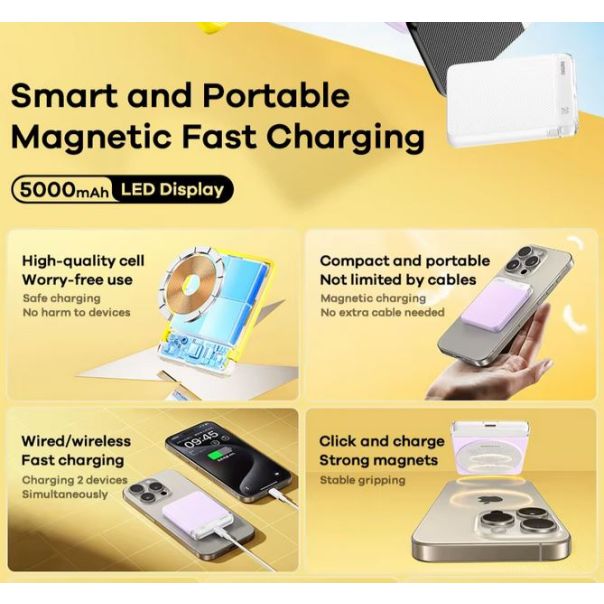 REMAX Power Bank RPP-8 20W Magnetic Wireless, 5000mAh, crna - 6954851216841