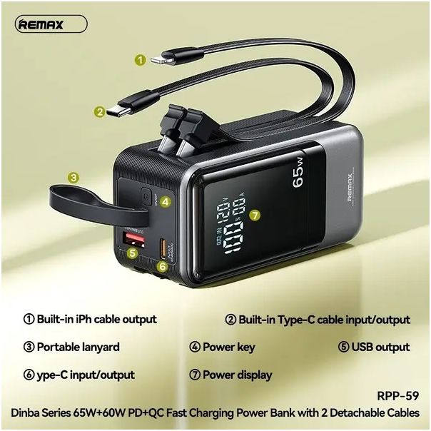REMAX Power Bank RPP-59, 20000mAh, crna - 6954851217763