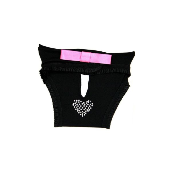 CAMON Higijenske gaćice za pseC208/F 45/50cm, crne sa roze masnom I cirkonima - EP2949363