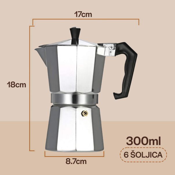 Homemates Džezva za pripremu Esspreso i Moka kafe 300ml - R0265