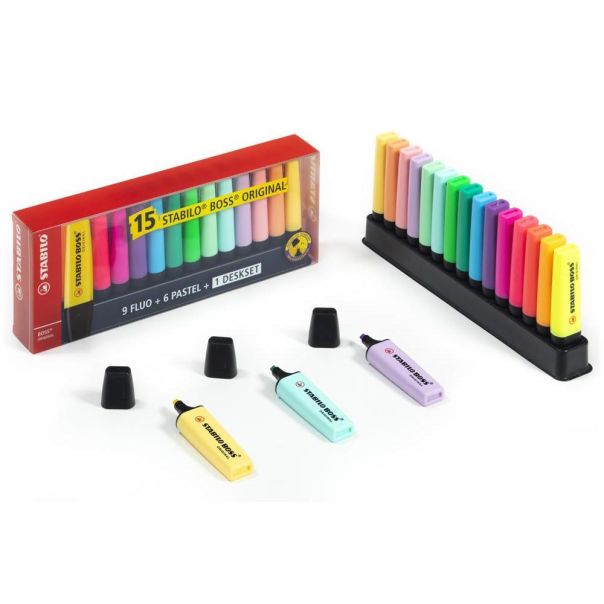 STABILO Tekst markeri Boss orginal Pastel, stoni set 1/15 - 7015-02-5