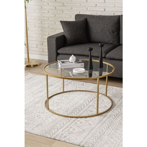 HANAH HOME Klub sto Berlin, zlatna/staklo - 706CLN1136