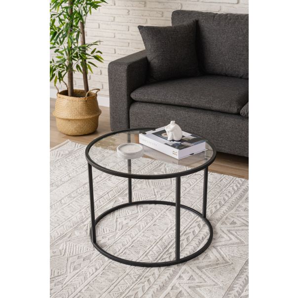 HANAH HOME Klub sto Berlin, crna/staklo - 706CLN1137