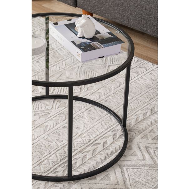 HANAH HOME Klub sto Berlin, crna/staklo - 706CLN1137