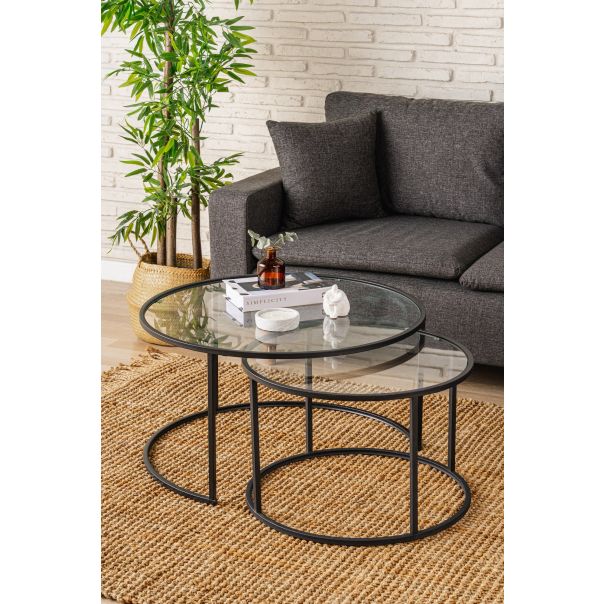 HANAH HOME Set klub stolova Belarus, crna - 706CLN1143