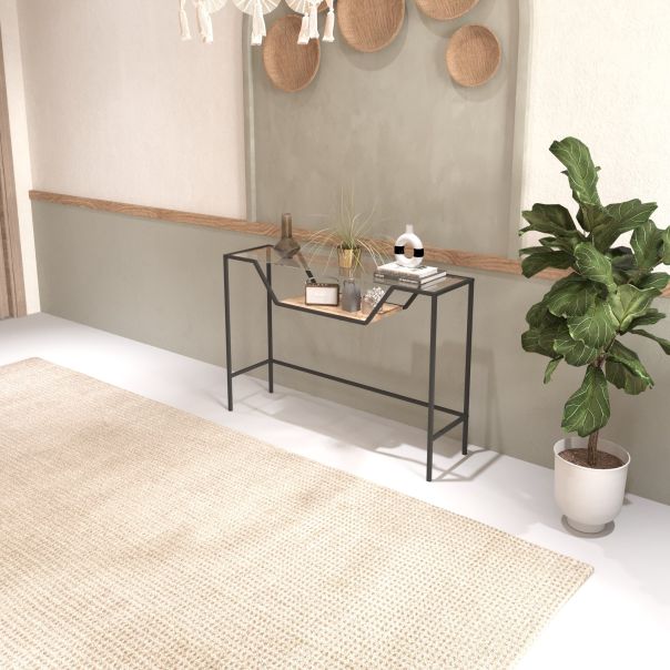 HANAH HOME Konzolni sto-polica Lala, crna/staklo - 706CLN1187