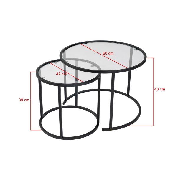 HANAH HOME Set klub stolova 60-42, crna/providna - EP3058036