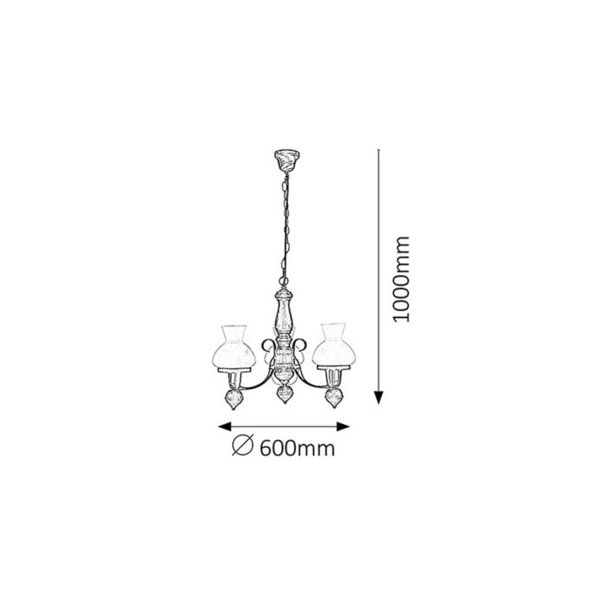 Rabalux Luster Petronel E27 3x MAX 60W mat crno (7078) - 7078-1
