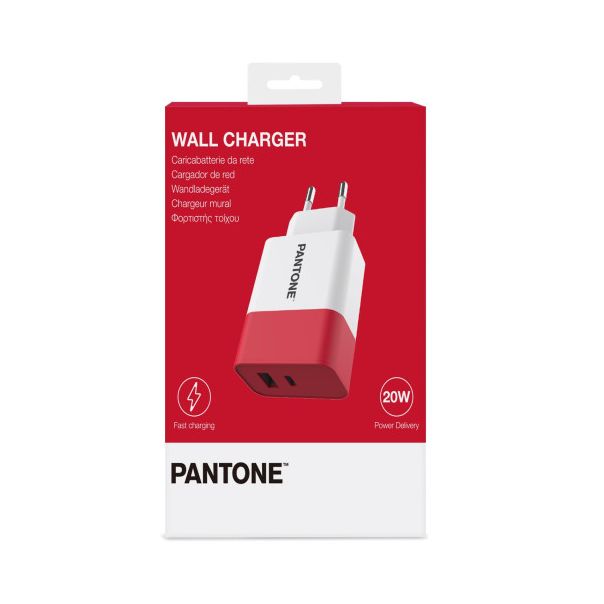PANTONE Kućni punjač 20W, crvena - PT-PDAC02R1