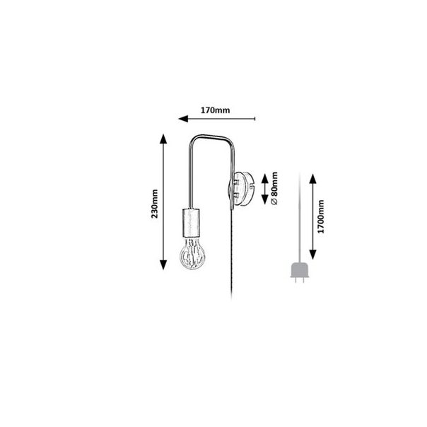 Rabalux Zidna lampa Manzur E27 1x MAX 40W crna (71022) - 71022-1