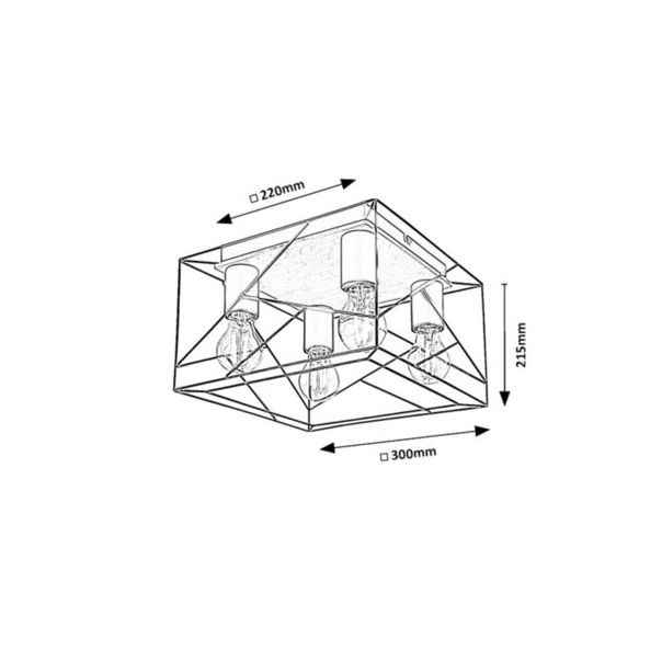 Rabalux Plafonjera Boire E27 4x MAX 40W crna (71024) - 71024-1