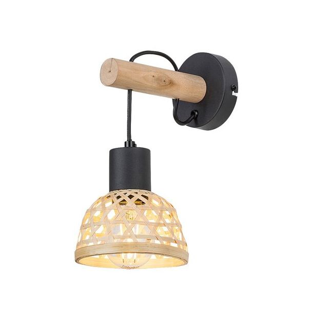 Rabalux Zidna lampa Rattan E27 1x MAX 15W crna (71025) - 71025