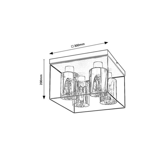 Rabalux Plafonjera Chadwick E27 4x MAX 25W crna (71034) - 71034
