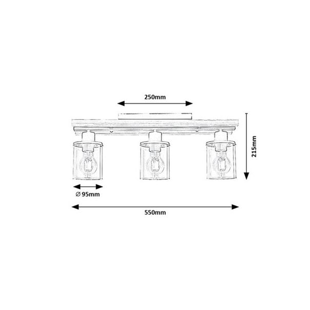 Rabalux Plafonjera Niylah E27 3x MAX 25W crna (71083) - 71083