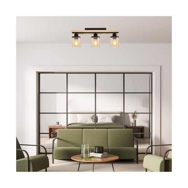 Rabalux Plafonjera Niylah E27 3x MAX 25W crna (71083) - 71083