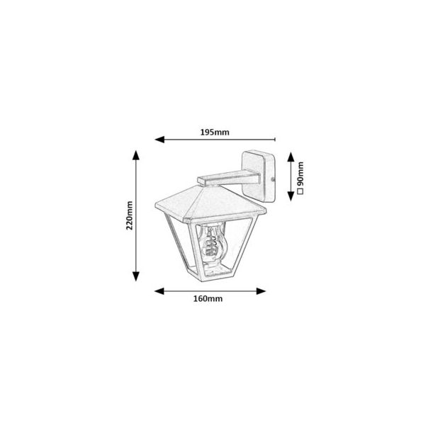 Rabalux Spoljna zidna rasveta Paravento E27 1x MAX 40W crna (7147) - 7147