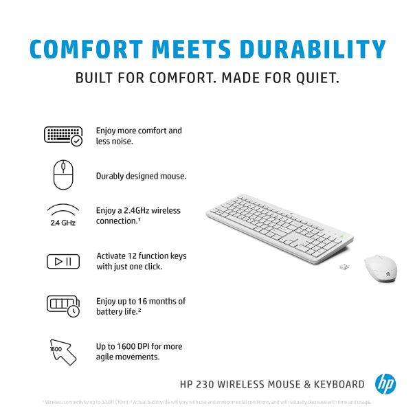 HP Bežična tastatura + miš 230, SRB, 3L1F0AA#BED, bela - 3L1F0AA#BED