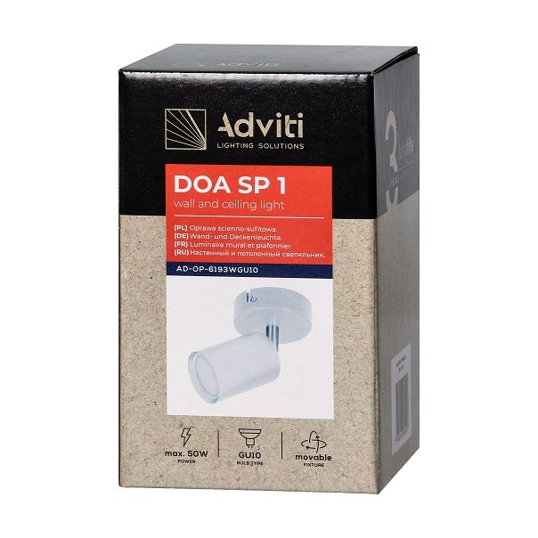 ADVITI Plafonska-zidna spot svetiljka 1xGU10 IP20 8.8x14x8 cm Doa, bela - ORNAD-OP-6193WGU10