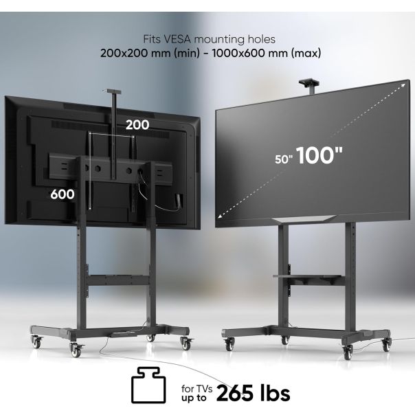 ONKRON Mobilni nosač za televizor TV Stand Rolling TV Cart - TS1991-B