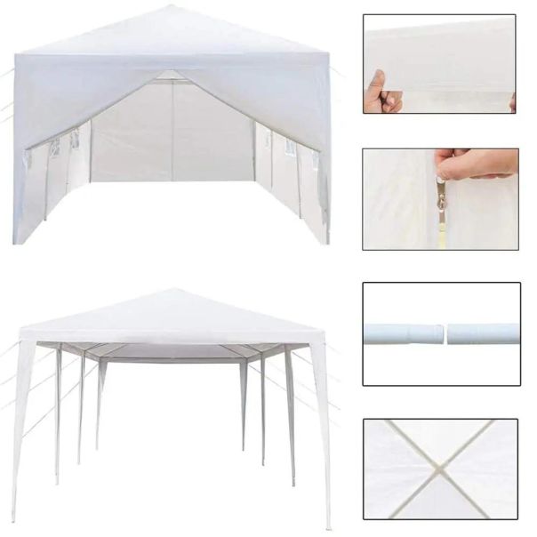 Paviljon Tenda 9x3m Bela Sa Stranicama - 720-1-1-1