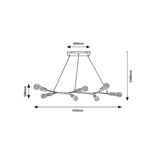 Rabalux Visilica Branwen E27 7x MAX 25W mat crno (72027) - 72027