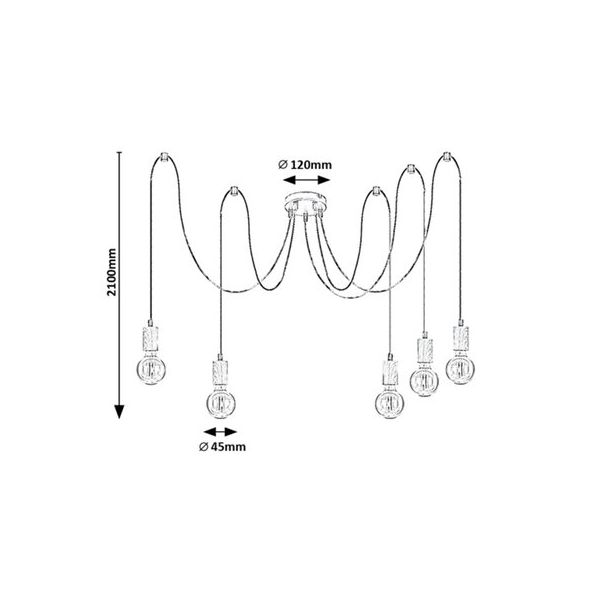 Rabalux Visilica Dollien E27 5x MAX 60W mat crno (72075) - 72075