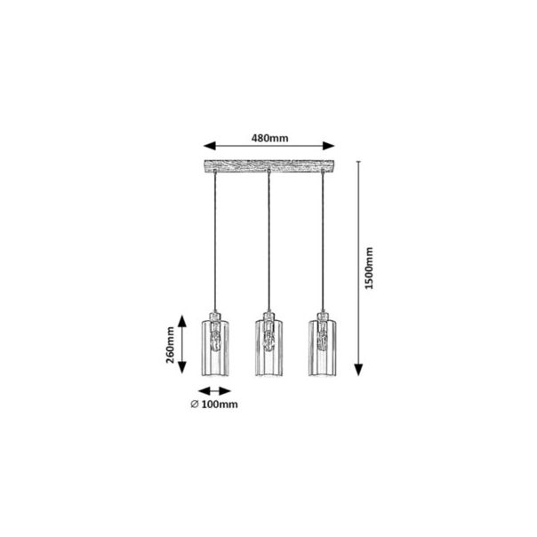Rabalux Visilica Tanno E27 3x MAX 25W hrast (72123) - 72123