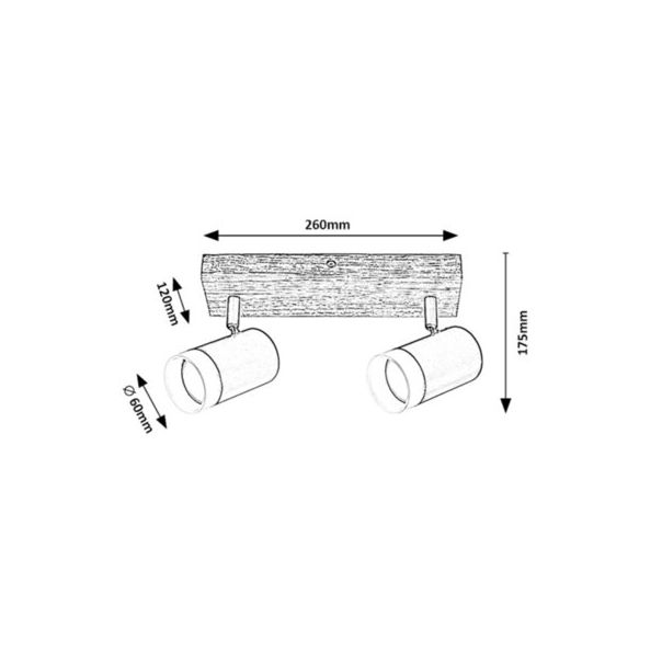 Rabalux Spot rasveta Toras GU10 2X MAX 5W hrast (73122) - 73122