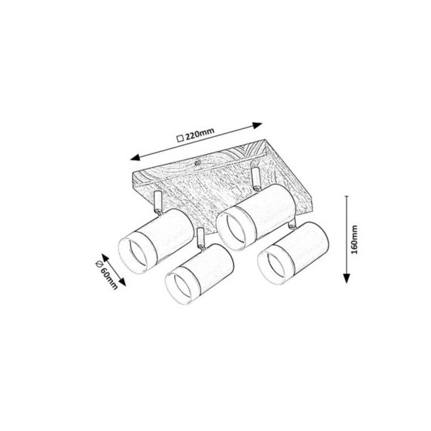 Rabalux Spot rasveta Toras GU10 4X MAX 5W hrast (73124) - 73124