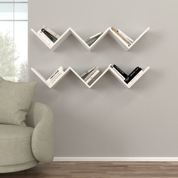 HANAH HOME Zidna polica Zig Zag, bela - 731WAT1664